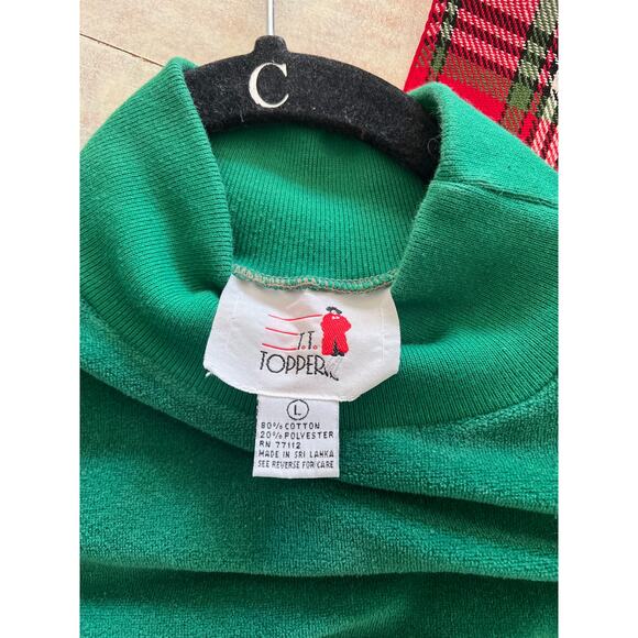 Vintage 70's T.T. Topper Sears Velour Mock neck Tunic Green top Large - Picture 5 of 7
